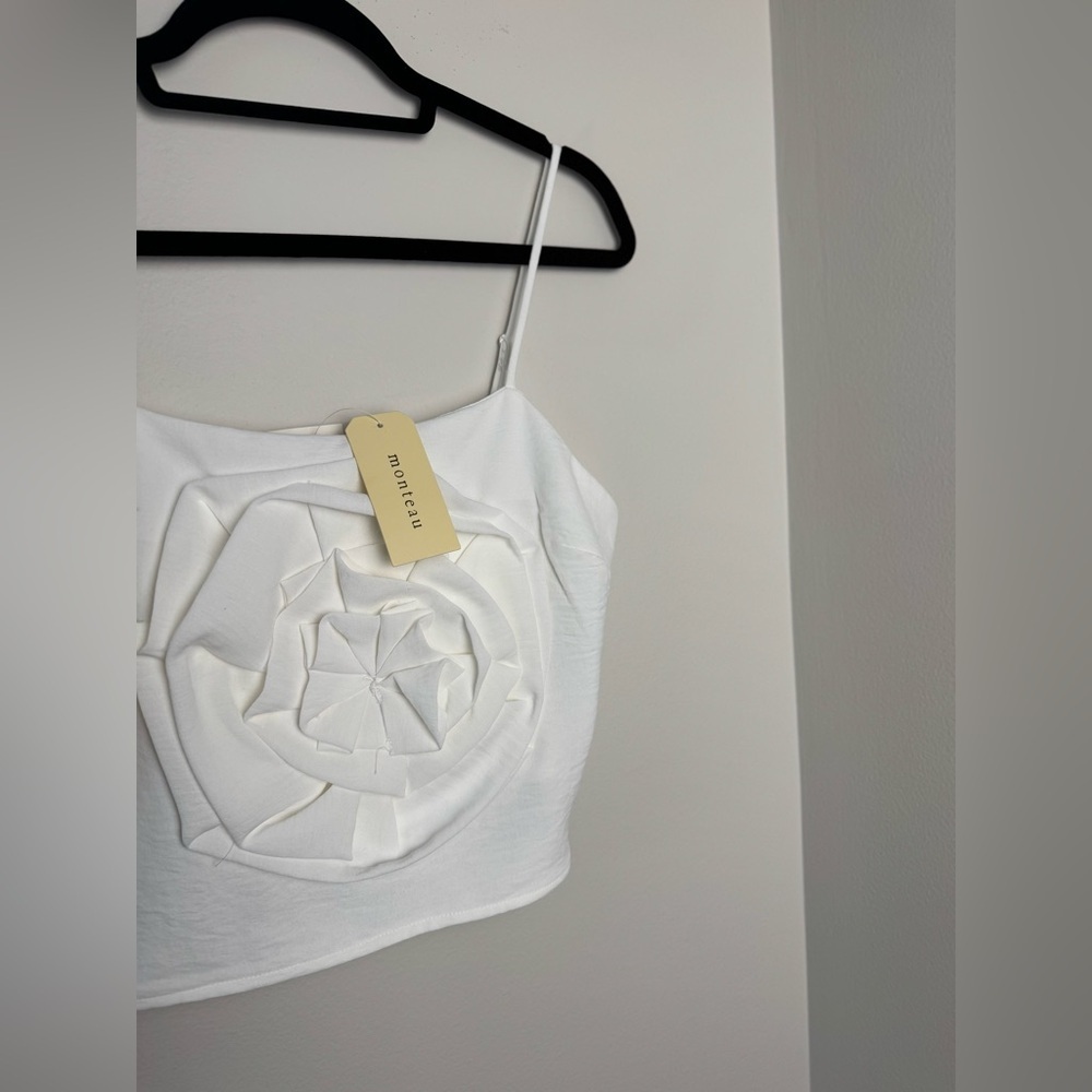 Top with 3D corsage in white Monteau, size L - Picture 8 of 11